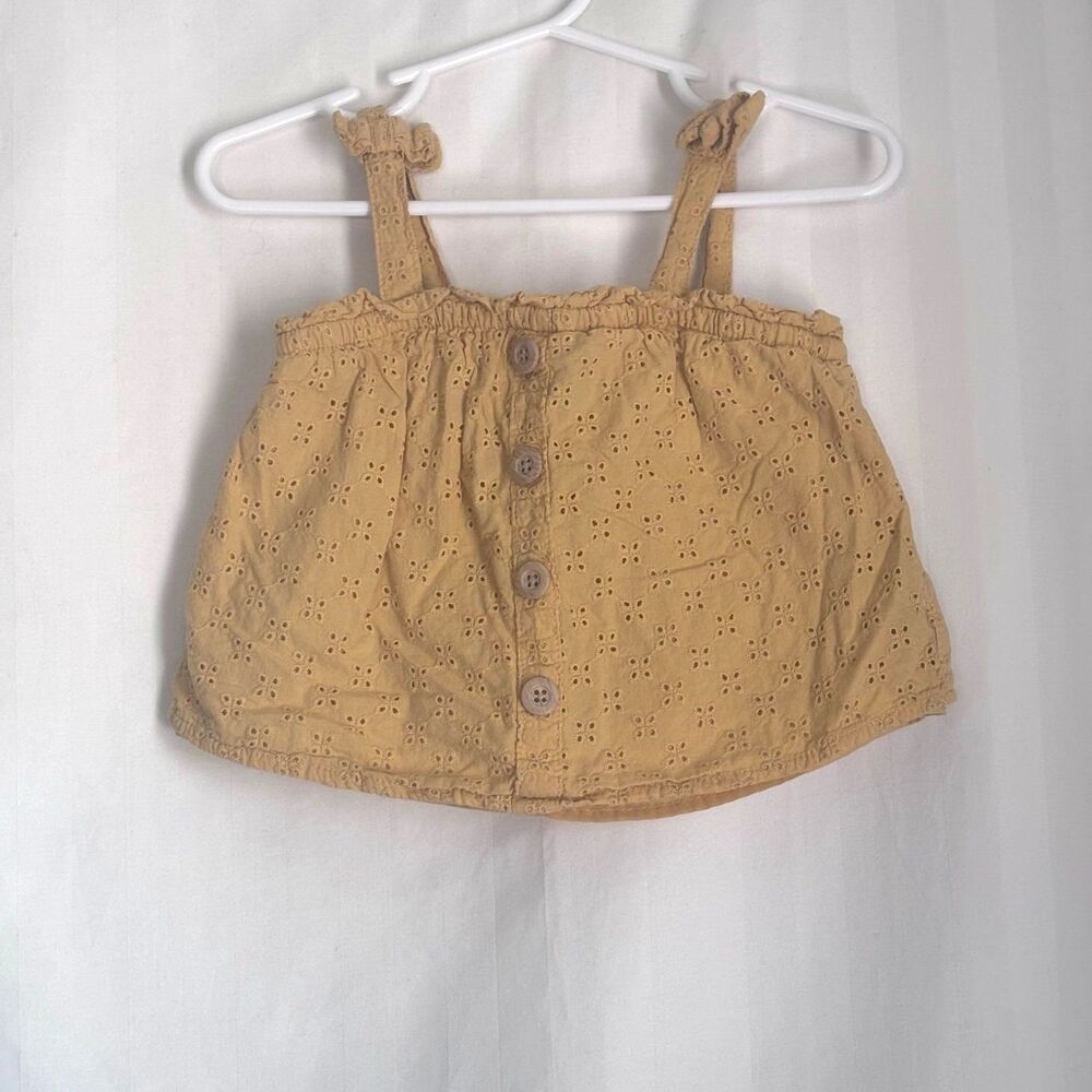 Wonder Nation Toddler Girls Cotton Eyelet Halter Tank Top Mustard Yellow 2T